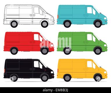 Les fourgonnettes de livraison sur fond blanc Illustration de Vecteur