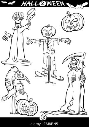 Cartoon Halloween Thèmes pour Coloring Book Illustration de Vecteur