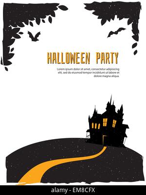 Happy Halloween carte avec château Illustration de Vecteur