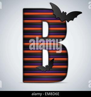 Halloween Bat Lettres Alphabet Stripe Noir Orange Purple Illustration de Vecteur