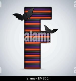 Halloween Bat Lettres Alphabet Stripe Noir Orange Purple Illustration de Vecteur