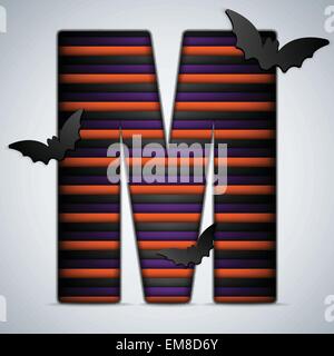 Halloween Bat Lettres Alphabet Stripe Noir Orange Purple Illustration de Vecteur