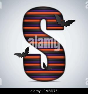 Halloween Bat Lettres Alphabet Stripe Noir Orange Purple Illustration de Vecteur