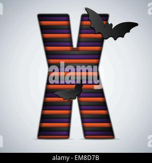 Halloween Bat Lettres Alphabet Stripe Noir Orange Purple Illustration de Vecteur