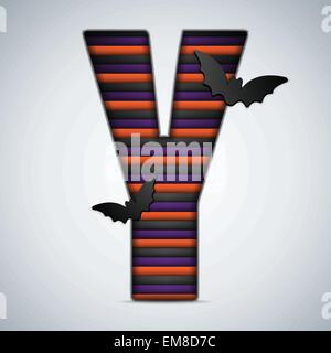 Halloween Bat Lettres Alphabet Stripe Noir Orange Purple Illustration de Vecteur