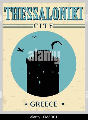 Tour Blanche de Thessalonique poster Illustration de Vecteur