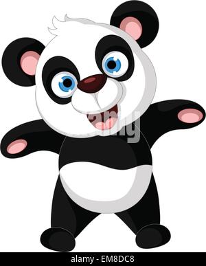Panda mignon cartoon posing Illustration de Vecteur