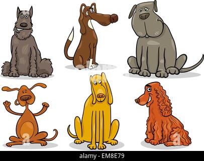 Les chiens funny cartoon illustration set Illustration de Vecteur