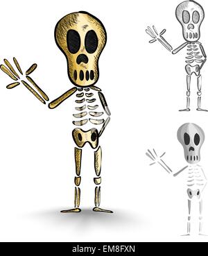 Monstres squelettes Halloween spooky isolés. Illustration de Vecteur