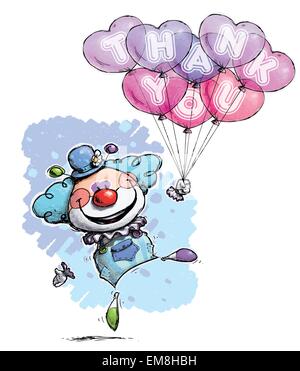 Clown avec ballons Coeur vous dire merci - Couleurs Garçon Illustration de Vecteur