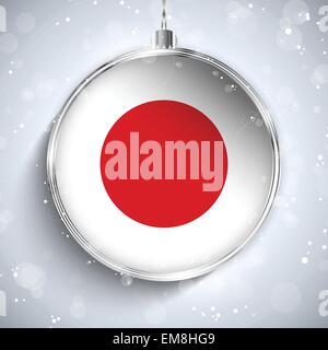 Joyeux Noël Silver Ball avec drapeau Japon Illustration de Vecteur
