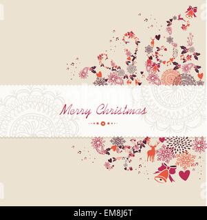 Texte de Noël, éléments vintage composition abstraite. Illustration de Vecteur