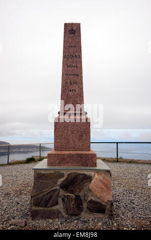 Monument au cap Nord, Nordkapp, Finnmark, Norvège, Scandinavie, Europe Banque D'Images