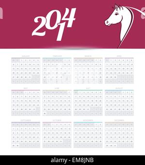 Calendrier 2014 Illustration de Vecteur