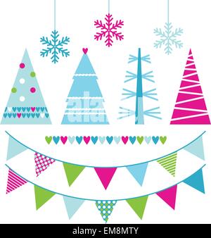 Résumé d'arbres de Noël et des éléments de conception isolated on white Illustration de Vecteur