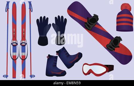 Accessoires de sports d'hiver Illustration de Vecteur