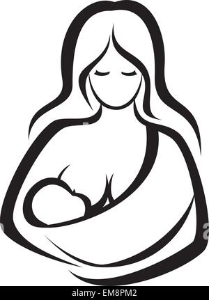 Mother holding baby dans le harnais, symbole vecteur Illustration de Vecteur