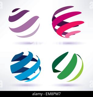 Ensemble d'icônes globe 3d abstrait Illustration de Vecteur