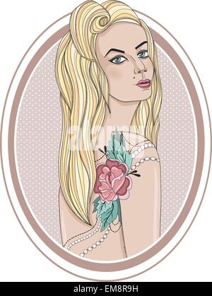 Cute girl fashion style rockabilly Illustration de Vecteur