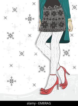 Mode d'hiver mignon arrière-plan. Illustration de Vecteur