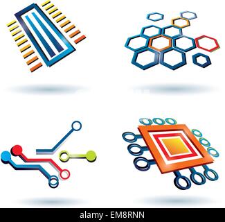 Régime micro, cpu et d'autres éléments icons set Illustration de Vecteur