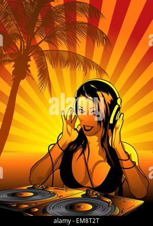 DJ fille Wallpaper Illustration de Vecteur