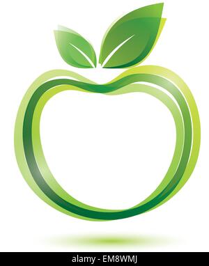 Logo Apple vert-comme icon, écologie et bio concept alimentaire Illustration de Vecteur