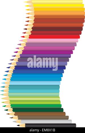 Crayons de couleur dans un trait ondulé Illustration de Vecteur