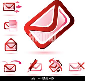 Définir des icônes d'e-mail, symboles vectoriels brillant isolé Illustration de Vecteur