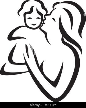 La mère et l'enfant dessin vectoriel Illustration de Vecteur