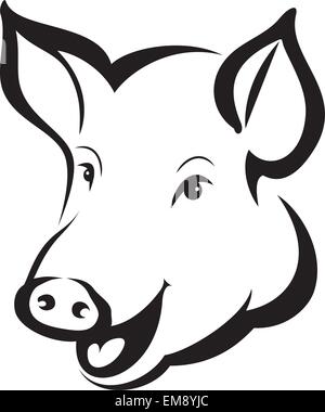 Tête de cochon heureux isolé symbole vecteur, portrait Illustration de Vecteur