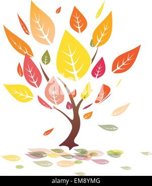 Les feuilles d'automne, arbre jaune vector illustration Illustration de Vecteur