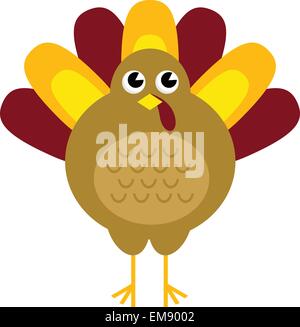 Dinde de Thanksgiving rétro mignon isolated on white Illustration de Vecteur