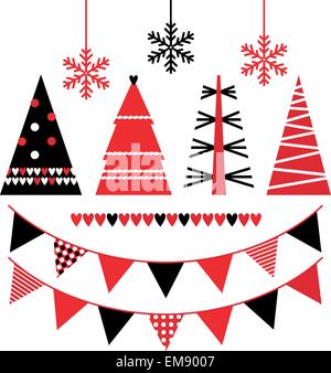 Résumé d'arbres de Noël et des éléments de conception isolated on white Illustration de Vecteur