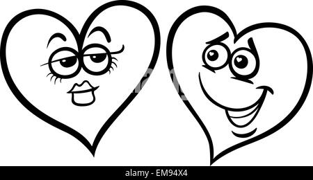 Coeurs amoureux dessins à colorier Illustration de Vecteur