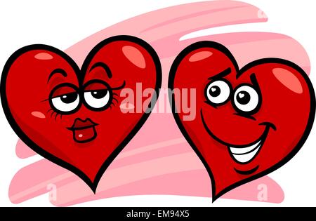 Coeurs amoureux cartoon illustration Illustration de Vecteur