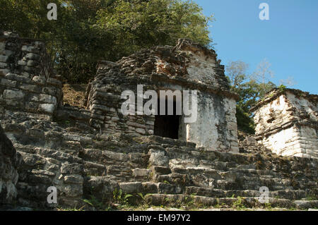 Des structures sur l'Acropole, Bonampak, Chiapas, Mexique Banque D'Images