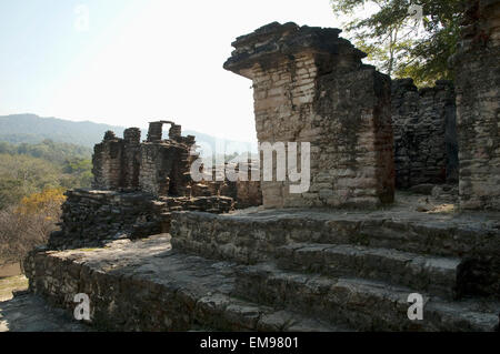 Des structures sur l'Acropole, Bonampak, Chiapas, Mexique Banque D'Images