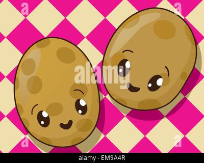 Kawaii potato icons Illustration de Vecteur