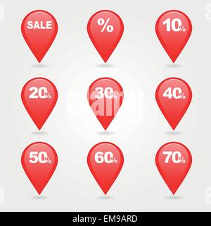 Les broches de cartographie vente icônes Illustration de Vecteur