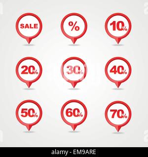 Les broches de cartographie vente icônes Illustration de Vecteur