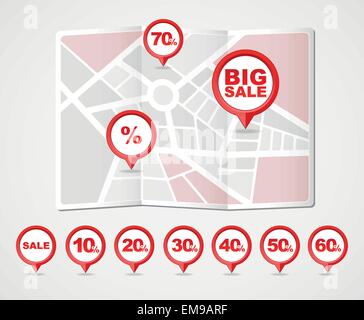 Les broches de cartographie vente icônes Illustration de Vecteur