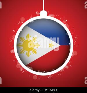 Joyeux Noël Boule rouge avec drapeau Philippines Illustration de Vecteur