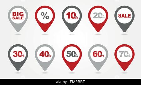 Les broches de cartographie vente icônes Illustration de Vecteur