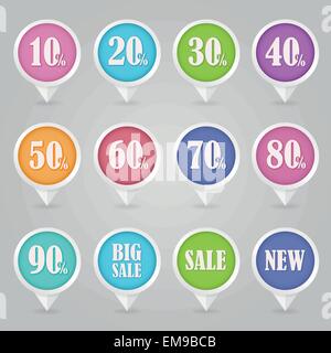 Les broches de cartographie vente icônes Illustration de Vecteur