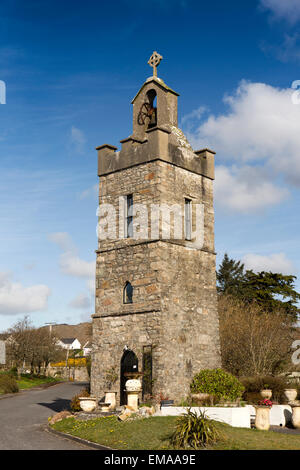 L'Irlande, Galway, le Connemara, Co Roundstone, Michael Killeen Park, Clocher de l'ancien monastère franciscain Banque D'Images