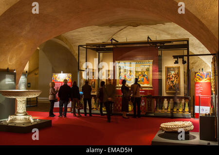 Turin, Italie. 18 avril, 2015. Cathédrale St John, diocesan Museum exhibits Beato Angelico Lamentation sur le Christ mort, tempera. Credit : Realy Easy Star/Alamy Live News Banque D'Images