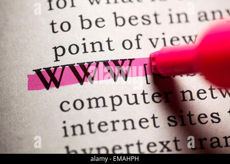 Faux dictionnaire, dictionnaire définition du mot World Wide Web . Banque D'Images