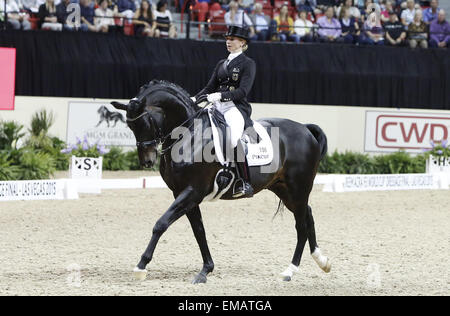 Las Vegas, Nevada, USA. 18 avr, 2015. JESSICA VON BREDOW-WERNDL de l'Allemagne est en concurrence sur le BB à l'UNEE 2015 Reem Acra FEI World Cup Drand Vinaigrette Prix II le Samedi, Avril 18, 2015 à Las Vegas. Credit : Bizuayehu Tesfaye/ZUMA/ZUMAPRESS.com/Alamy fil Live News Banque D'Images