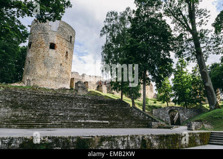 Parc du château de Cesis, Cesis, la Lettonie en été Banque D'Images